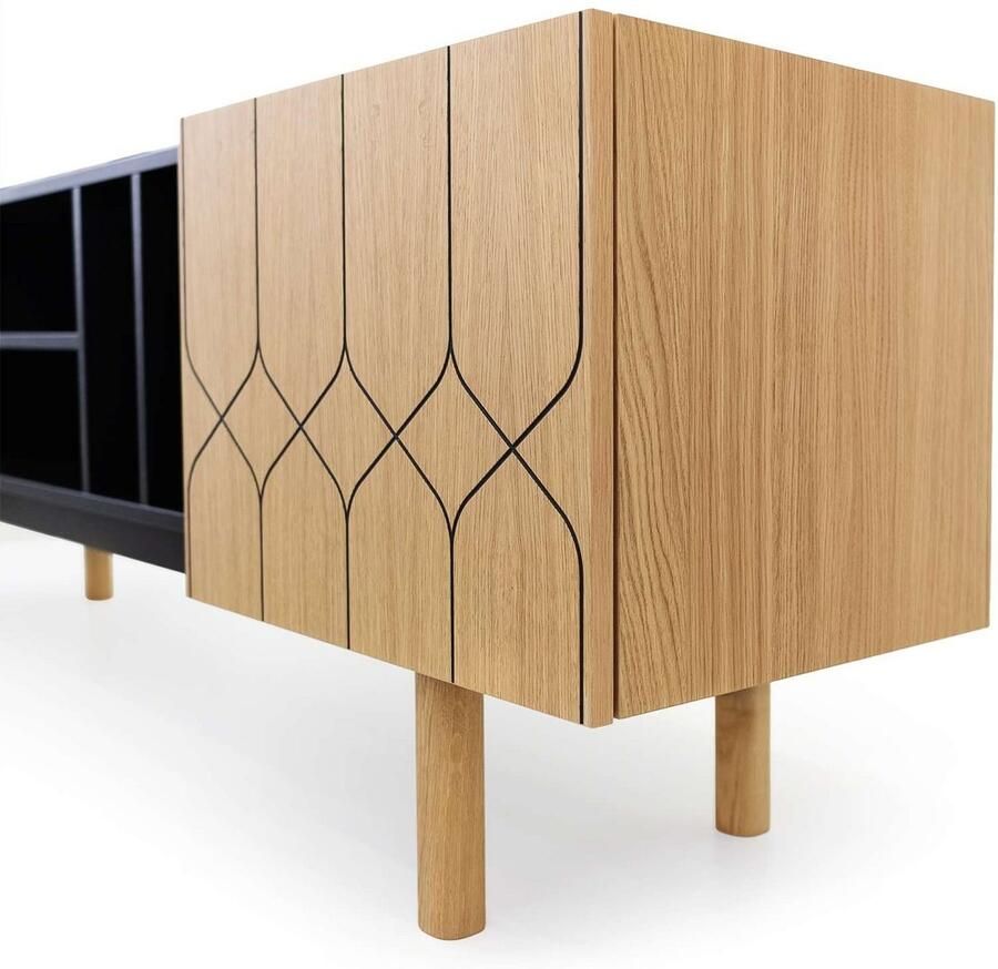 Woodman Dressoir PORTO Commode decoratieve frezingen met eikenhoutfineer breedte 175 cm