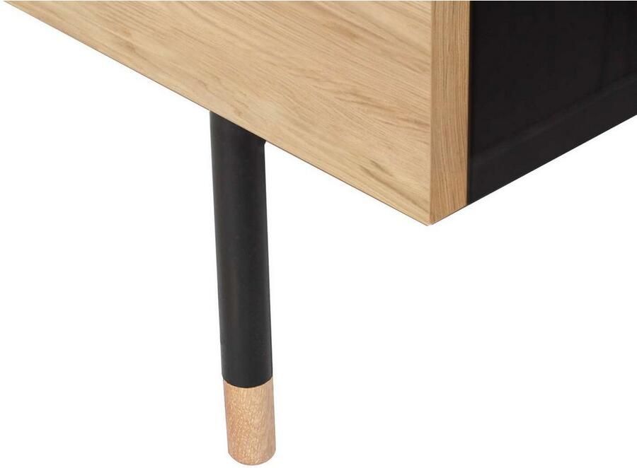 Woodman Nachtkastje Jeugd Echt houtfineer van eiken breedte 53 cm met lades metalen voeten