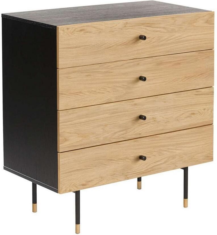 Woodman Kast Jeugd Echt houtfineer van eiken in 2 breedtes met lades metalen voeten