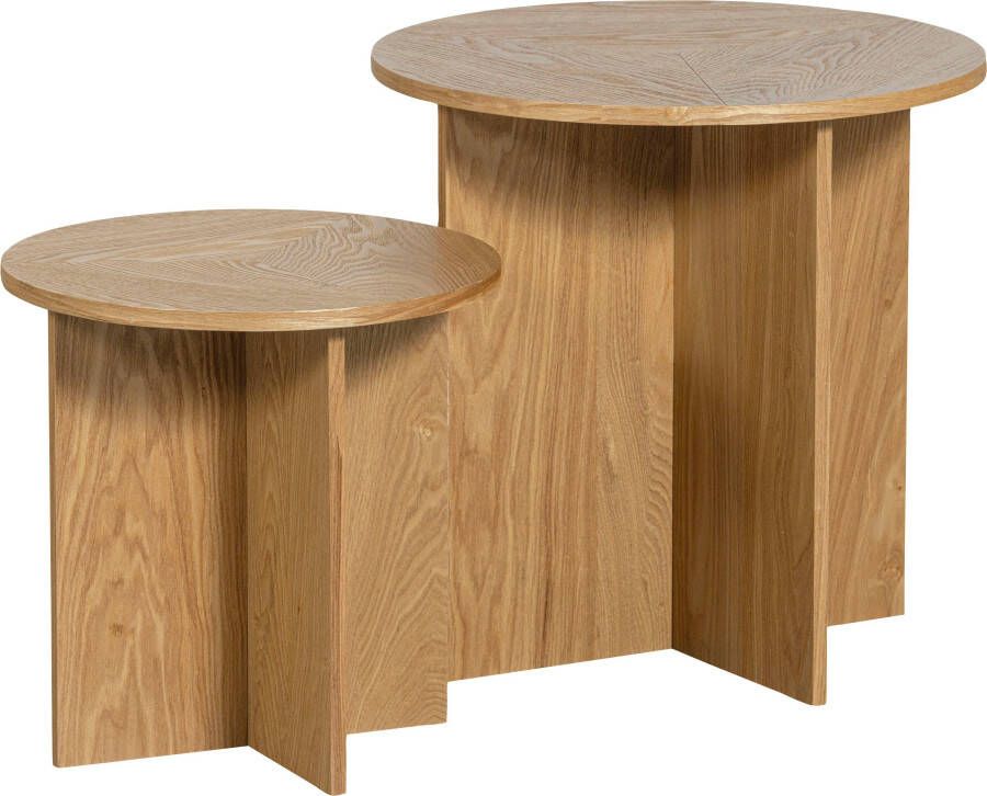 WOOOD set van 2 Bijzettafels Lina Hout Naturel 45x45x45 35x35x35 - Foto 8