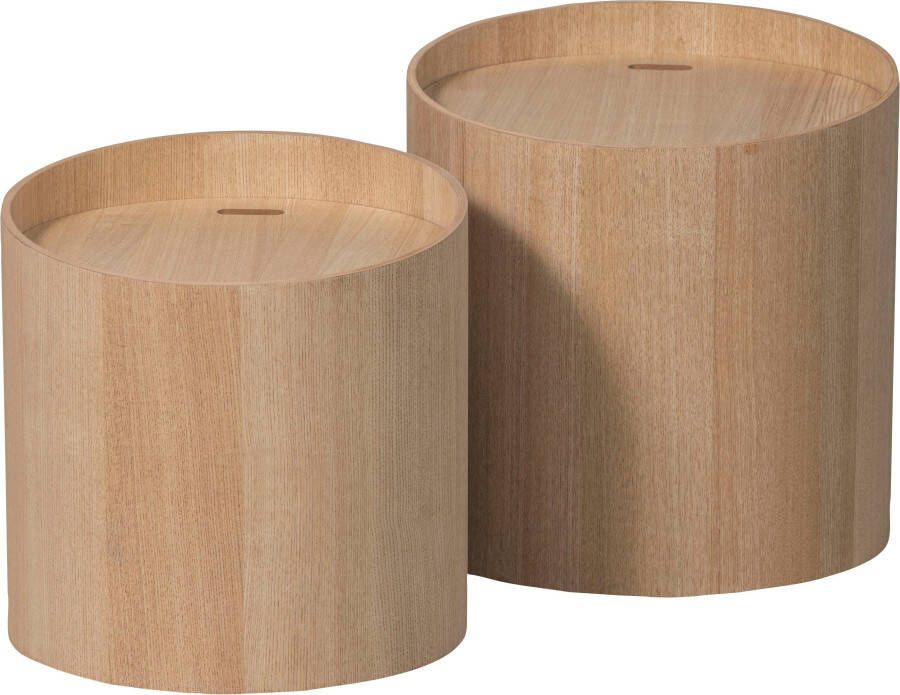 WOOOD Bijzettafel Vesper Set van 2 stuks Naturel Rond