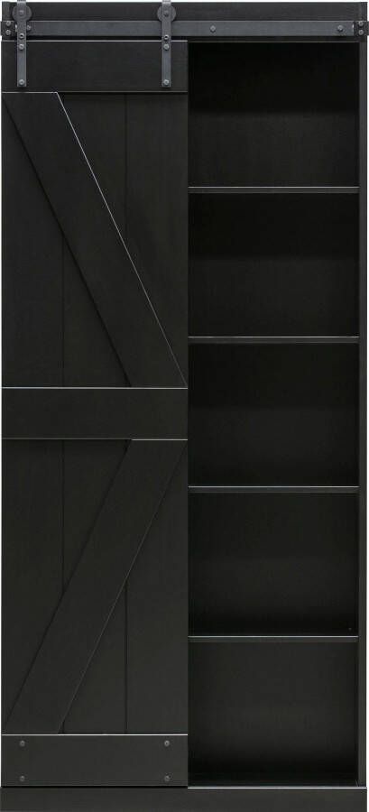 WOOOD Exclusive WOOOD Harris schuifdeurkast 221x100x37 geschuurd grenen zwart