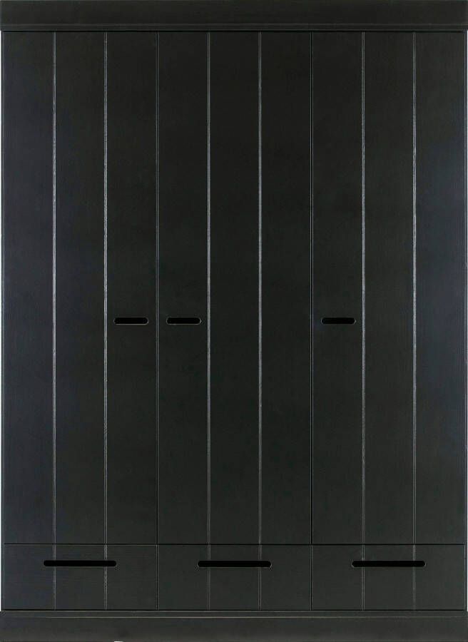 WOOOD | Connect 3 Drs Lade Strokendeur Zwart | Slaapkamerkasten | KledingkastLinnenkast - Foto 7