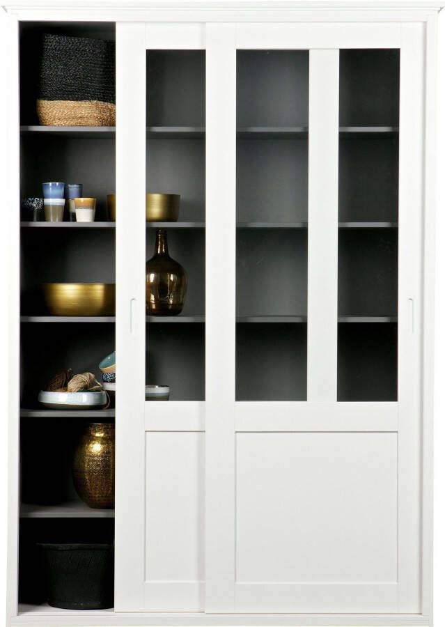 WOOOD Vitrinekast Vince van massief dennenhout breedte 147 cm