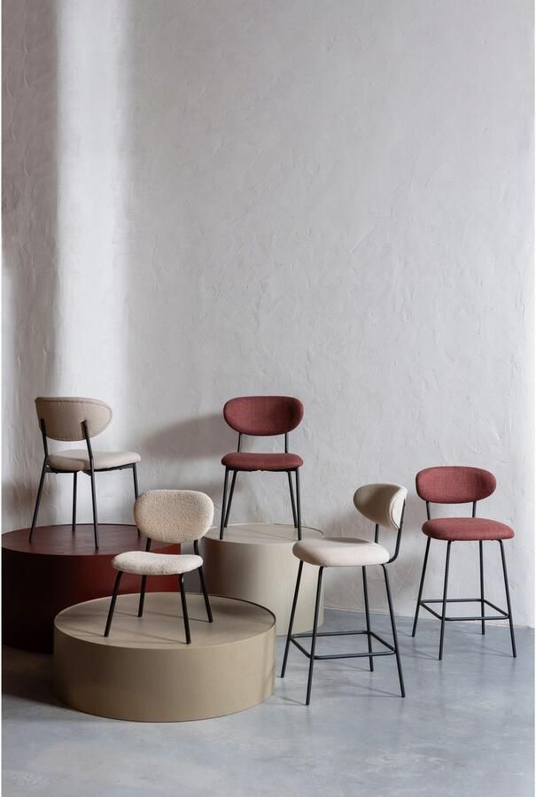 WOOOD Barkruk KJELD gevoerd met geweven stof hoogte 93 cm (2 stuks) - Foto 3