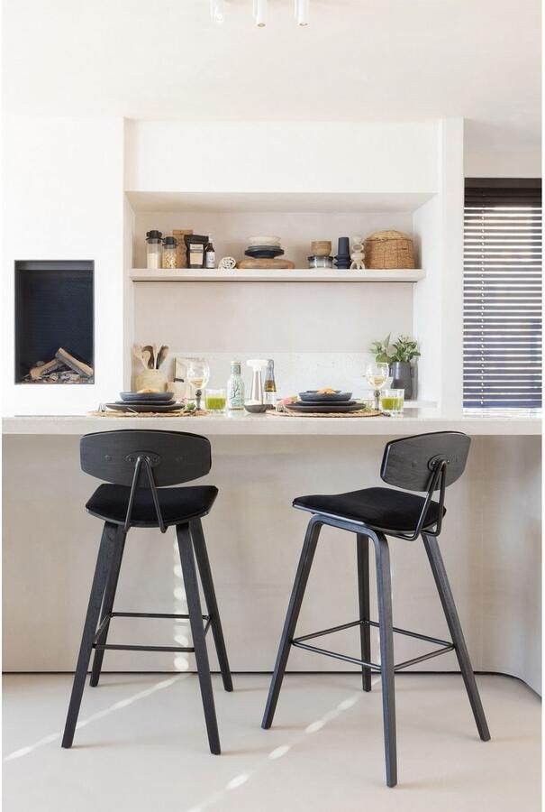 WOOOD Barkruk Senn Zitvlak van velours H 94 cm x B 41 cm (2 stuks) - Foto 11