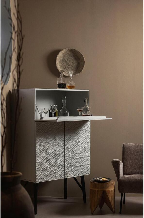 WOOOD Opbergkast Carved Mangohout 146 x 90cm Grijs BePureHome - Foto 6