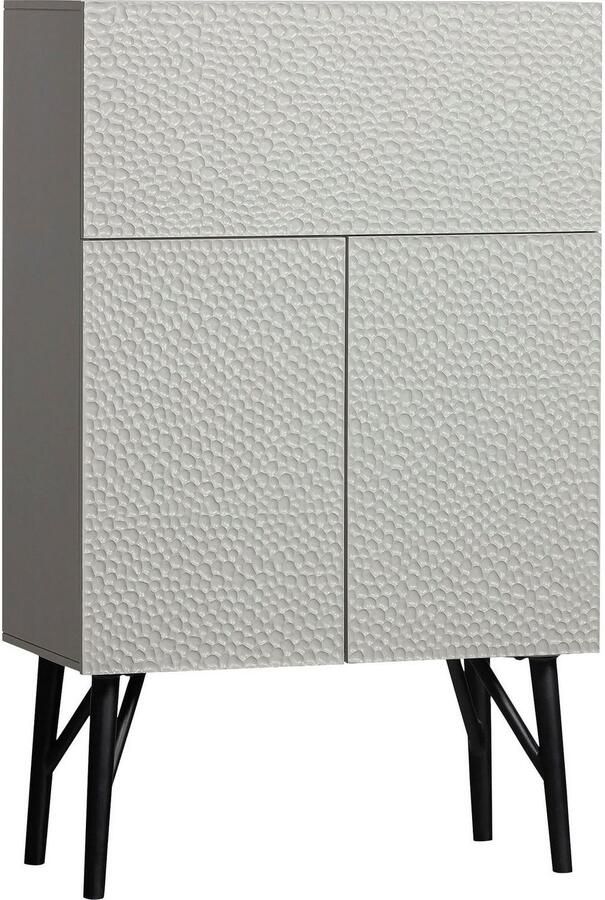 WOOOD Opbergkast Carved Mangohout 146 x 90cm Grijs BePureHome - Foto 4