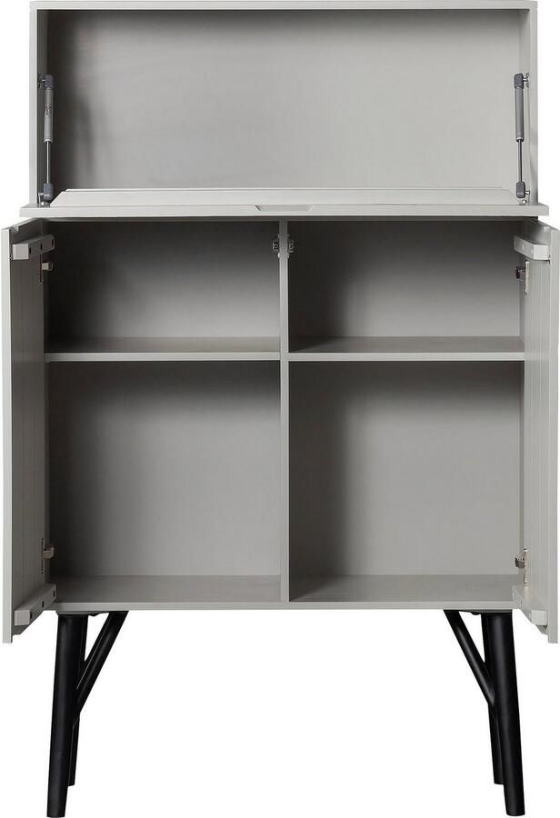 WOOOD Opbergkast Carved Mangohout 146 x 90cm Grijs BePureHome - Foto 3