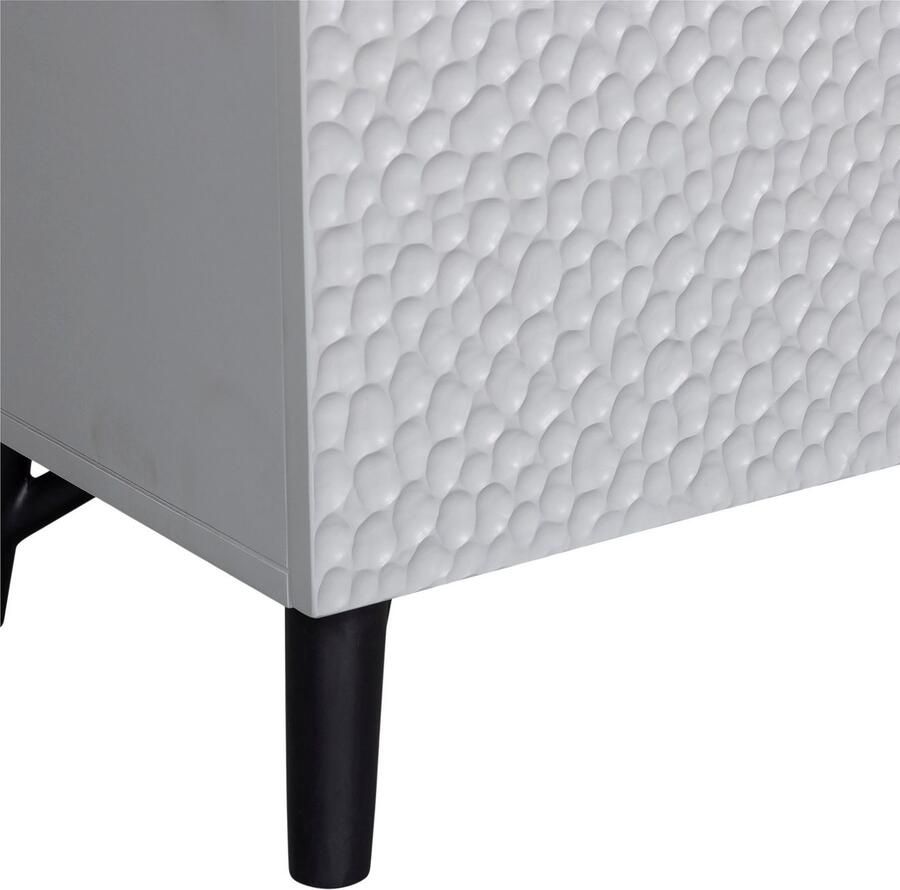 WOOOD Opbergkast Carved Mangohout 146 x 90cm Grijs BePureHome - Foto 2