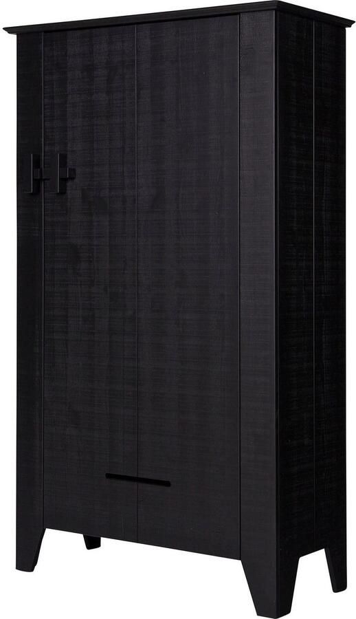 WOOOD | Gijs Boerenkast Bezaagd Grenen Zwart | Woonkamer meubels | BergkastKast - Foto 2