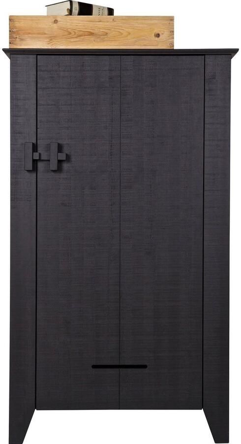 WOOOD | Gijs Boerenkast Bezaagd Grenen Zwart | Woonkamer meubels | BergkastKast - Foto 3