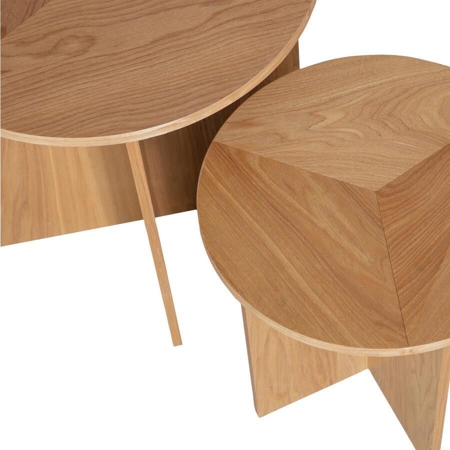 WOOOD set van 2 Bijzettafels Lina Hout Naturel 45x45x45 35x35x35 - Foto 2