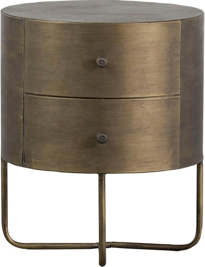 BePureHome | Glossy rond kastje metaal antique brass | Woonkamer meubels | Ladekast - Foto 4