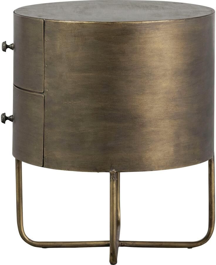 BePureHome | Glossy rond kastje metaal antique brass | Woonkamer meubels | Ladekast - Foto 2