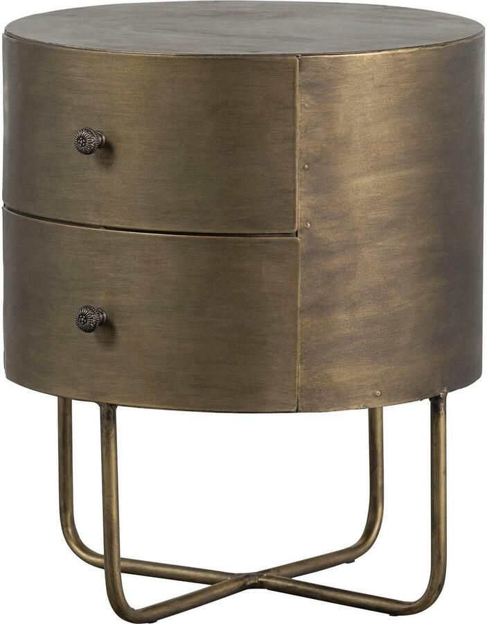 BePureHome | Glossy rond kastje metaal antique brass | Woonkamer meubels | Ladekast - Foto 3