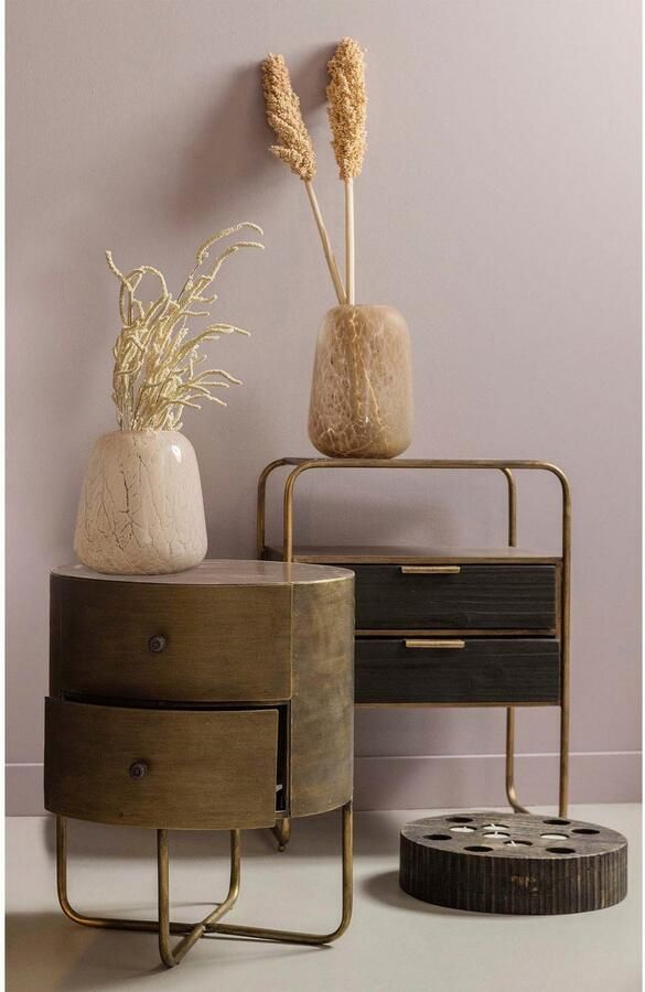 BePureHome | Glossy rond kastje metaal antique brass | Woonkamer meubels | Ladekast - Foto 8