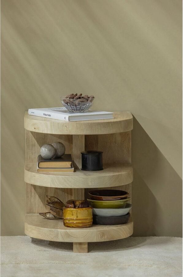 WOOOD | Darren Halfronde Bijzettafel Mango Hout Naturel | Woonkamertafels | Bijzettafel - Foto 7