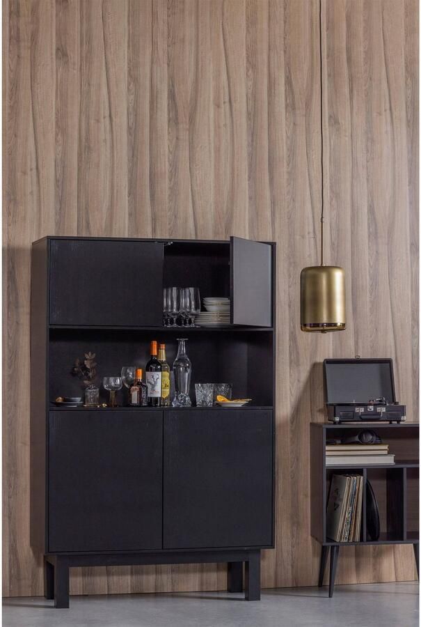 WOOOD Exclusive | Finca Buffet- Drankkast Grenen Diep Zwart | Woonkamer meubels | BuffetkastKastWandkast - Foto 4