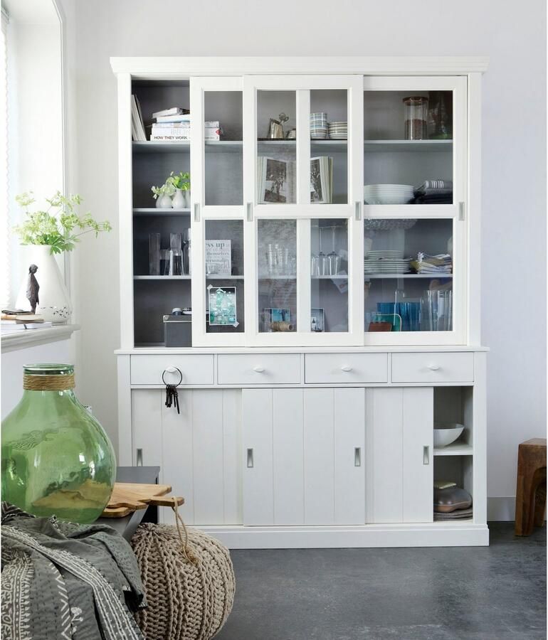 WOOOD | Lagos Winkelkast Grenen Wit | Woonkamer meubels | BuffetkastKastVitrinekast - Foto 2