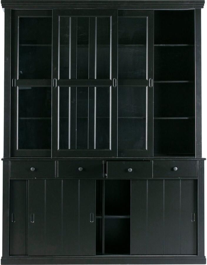 WOOOD | Lagos Winkelkast Grenen Zwart | Woonkamer meubels | BuffetkastKastVitrinekast