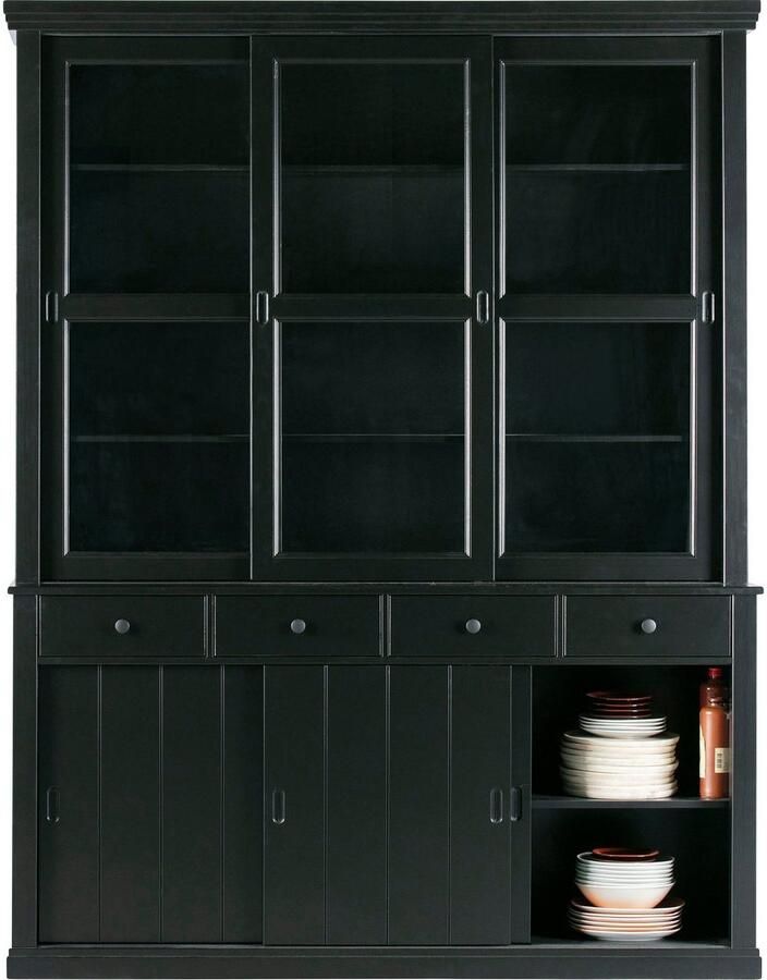 WOOOD | Lagos Winkelkast Grenen Zwart | Woonkamer meubels | BuffetkastKastVitrinekast - Foto 2