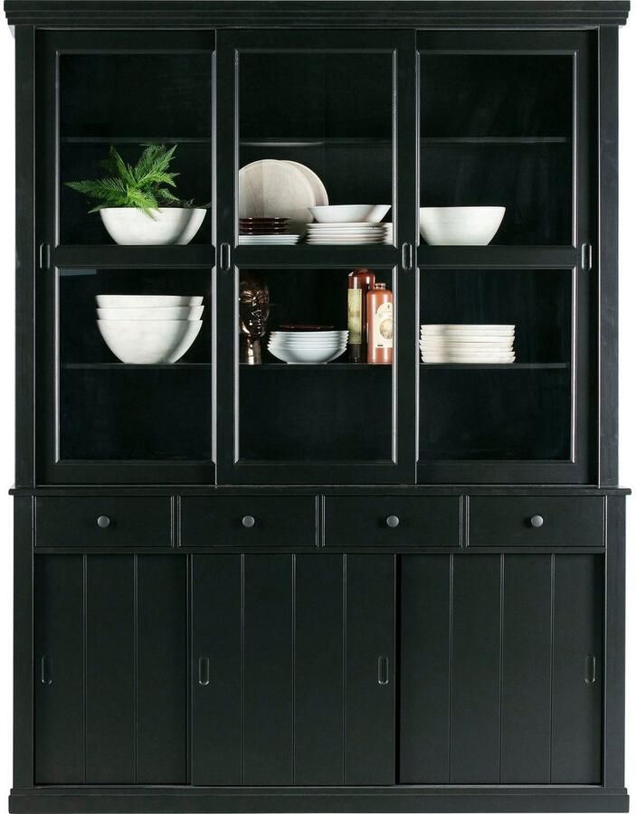 WOOOD | Lagos Winkelkast Grenen Zwart | Woonkamer meubels | BuffetkastKastVitrinekast - Foto 3