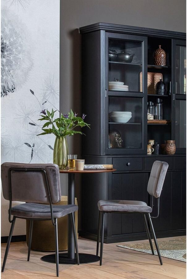 WOOOD | Lagos Winkelkast Grenen Zwart | Woonkamer meubels | BuffetkastKastVitrinekast - Foto 5