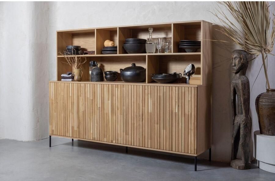 WOOOD Exclusive | New Gravure Wandkast Eiken Blanke Lak | Woonkamer meubels | BergkastBuffetkastKast - Foto 5