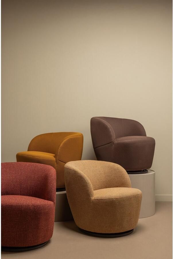 WOOOD Draaibare fauteuil Serra in elke richting draaibaar ronde vorm h 68 cm x b 70 cm