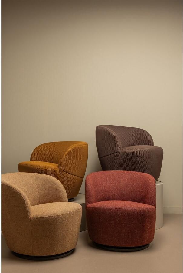 WOOOD Draaibare fauteuil Serra in elke richting draaibaar ronde vorm h 68 cm x b 70 cm