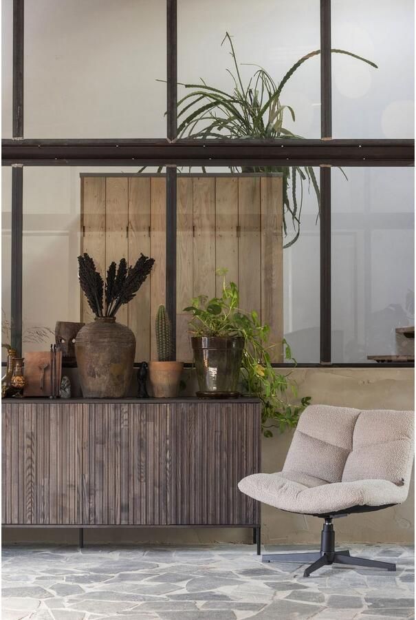 WOOOD Draaibare fauteuil Vinny gepolsterd met zacht bouclé stevige metalen voet breedte 75 cm - Foto 5