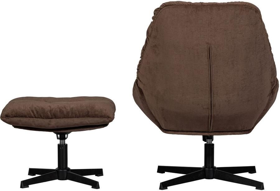 WOOOD | Yaro draaibare fauteuil met hocker espresso | Zitmeubels woonkamer | Draaifauteuil - Foto 6