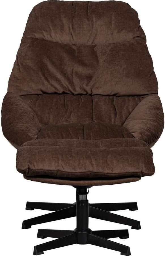 WOOOD | Yaro draaibare fauteuil met hocker espresso | Zitmeubels woonkamer | Draaifauteuil - Foto 5