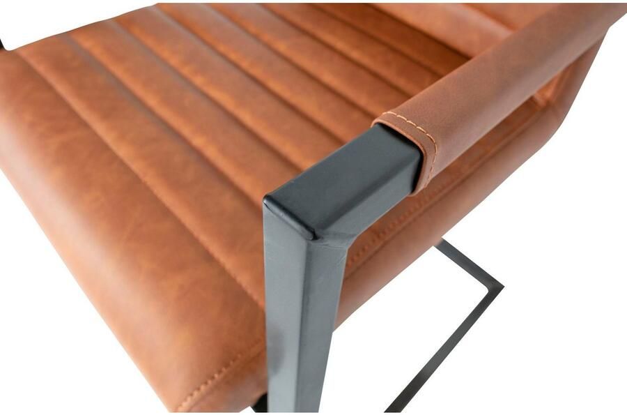 WOOOD | Bas Eetkamerstoel Pu Cognac | Zitmeubels eetkamer | Armstoel - Foto 5