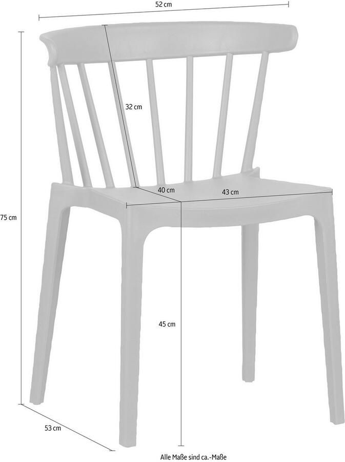 WOOOD Eetkamerstoel Bliss geschikt voor binnen- en buitengebruik h 75 cm x b 52 cm (2 stuks) - Foto 2