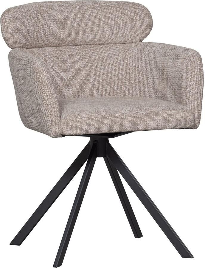 WOOOD Eetkamerstoel Fenne Gestoffeerde stoel met draaivoet geweven stof hoogte 80 cm (set 2 stuks) - Foto 3