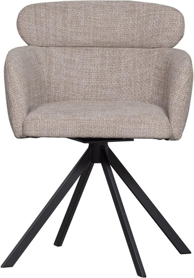 WOOOD Eetkamerstoel Fenne Gestoffeerde stoel met draaivoet geweven stof hoogte 80 cm (set 2 stuks) - Foto 6