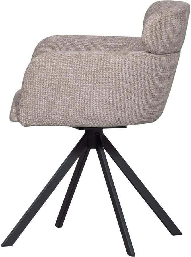 WOOOD Eetkamerstoel Fenne Gestoffeerde stoel met draaivoet geweven stof hoogte 80 cm (set 2 stuks) - Foto 4