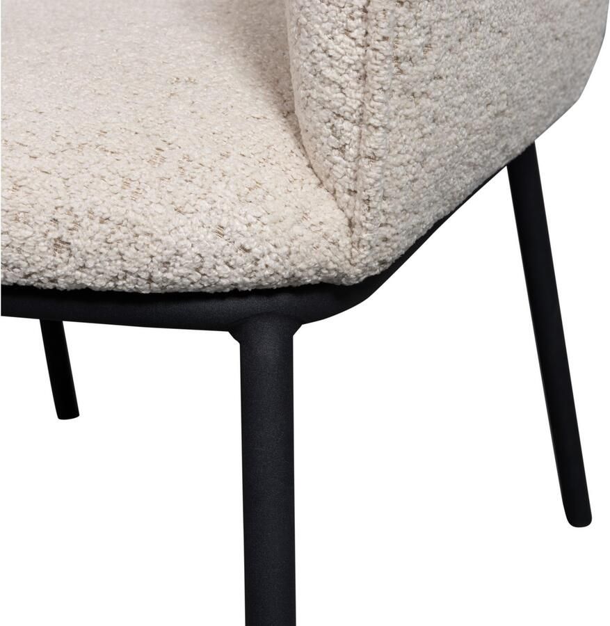 WOOOD Eetkamerstoel Leon met bouclé-stof 4-poots onderstel h 77 cm x b 61 cm