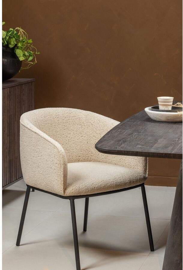 WOOOD Eetkamerstoel Leon met bouclé-stof 4-poots onderstel h 77 cm x b 61 cm - Foto 4