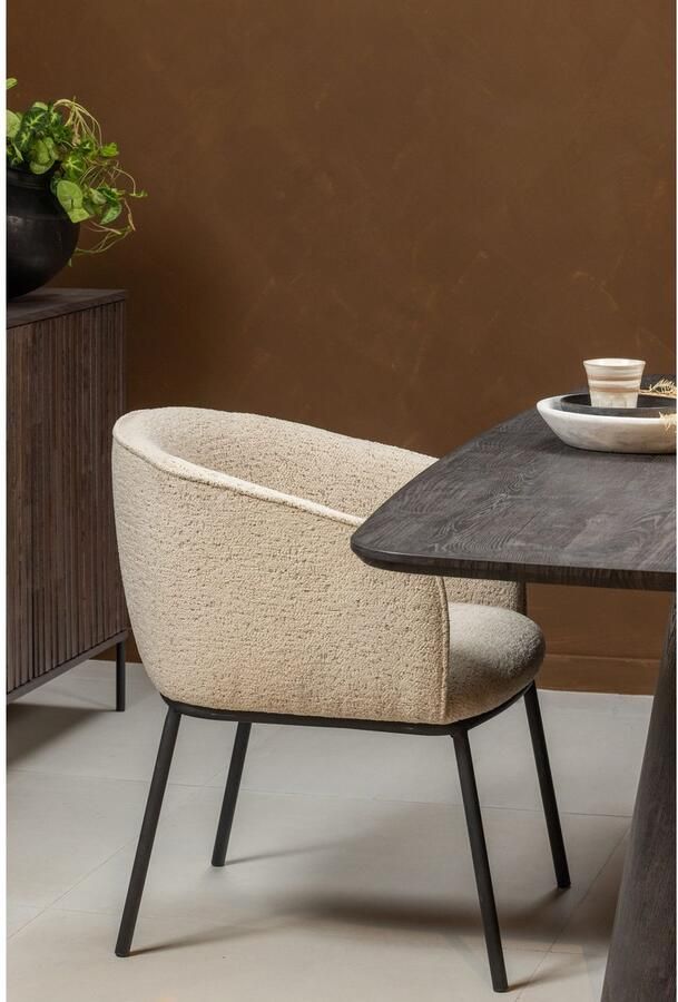 WOOOD Eetkamerstoel Leon met bouclé-stof 4-poots onderstel h 77 cm x b 61 cm - Foto 5