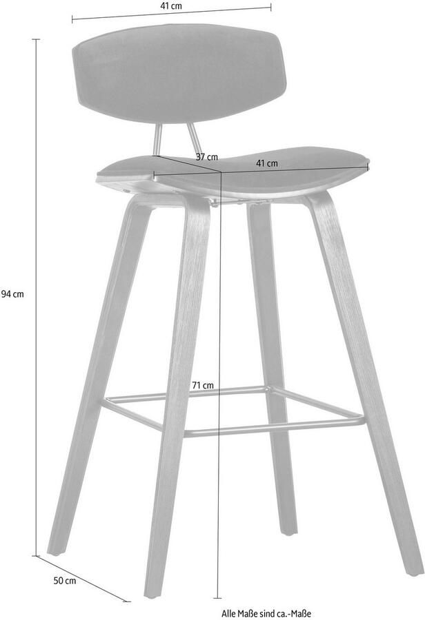 WOOOD Barkruk Senn Zitvlak van velours H 94 cm x B 41 cm (2 stuks) - Foto 7