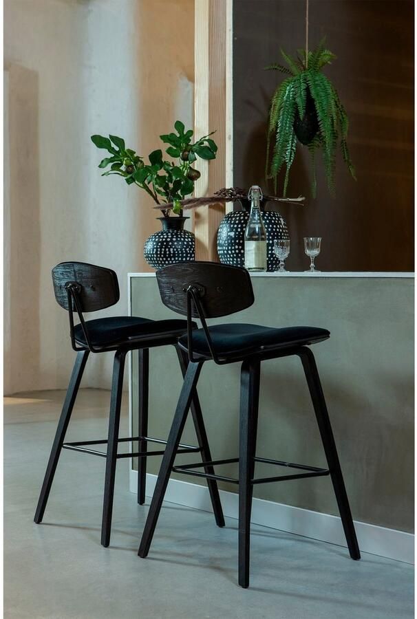 WOOOD Barkruk Senn Zitvlak van velours H 94 cm x B 41 cm (2 stuks) - Foto 9