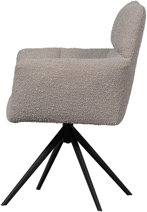 WOOOD Exclusive | Vinny Draaistoel Met Armleuning Bouclé Zand | Zitmeubels eetkamer | Armstoel - Foto 2