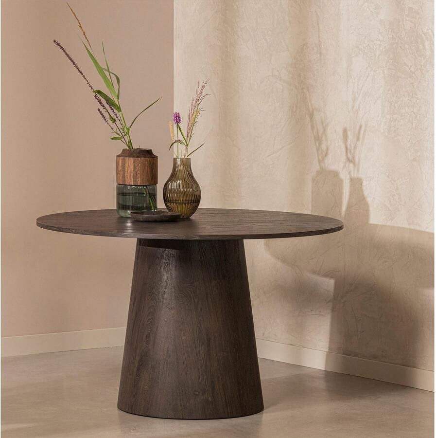 WOOOD Exclusive | Maan Eettafel Rond Mdf Donkerbruin -Ø120cm | Eettafels | Eettafel - Foto 2