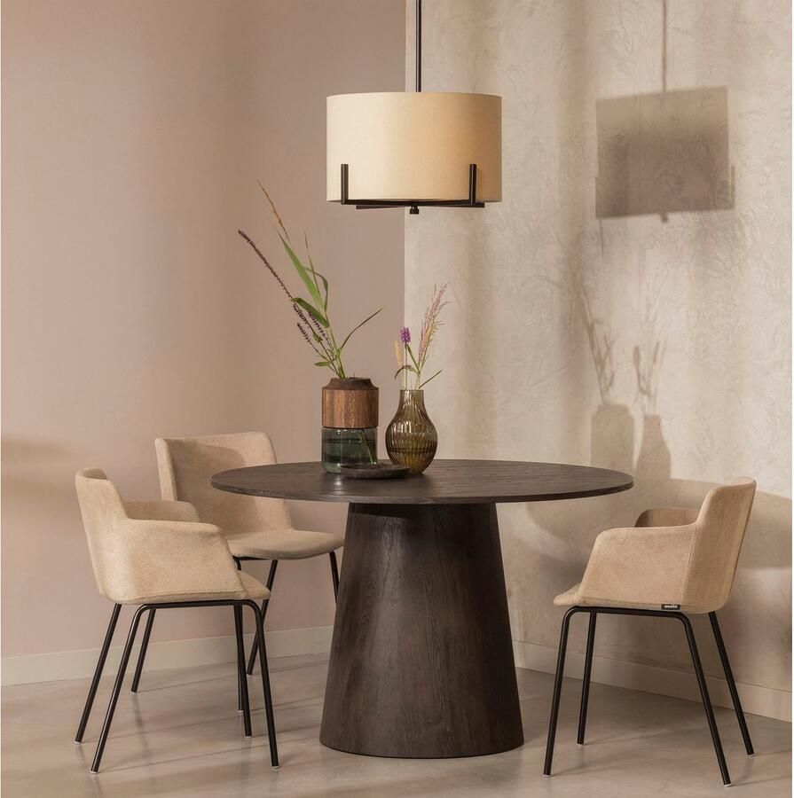 WOOOD Exclusive | Maan Eettafel Rond Mdf Donkerbruin -Ø120cm | Eettafels | Eettafel