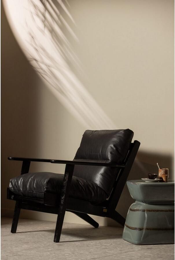 BePureHome | Houston Fauteuil Echt Leer Zwart | Zitmeubels woonkamer | Fauteuil - Foto 4
