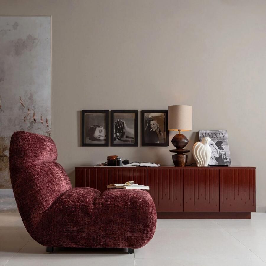 WOOOD Fauteuil Observe vrijstaand grof geweven chenille-stof h 82 cm x b 75 cm - Foto 3