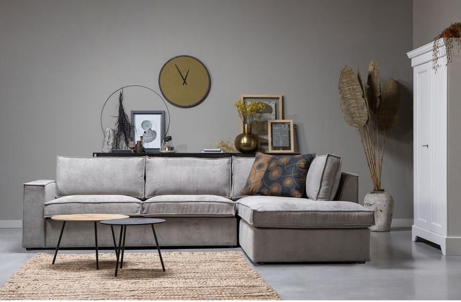 WOOOD | Thomas Hoekbank Ribstof Rechts Vergrijsd Groen | Zitmeubels woonkamer | HoekbankModulaire banken